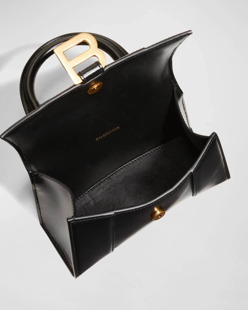 BALENCIAGA Shiny Box Calfskin Medium Hourglass Top Handle Bag