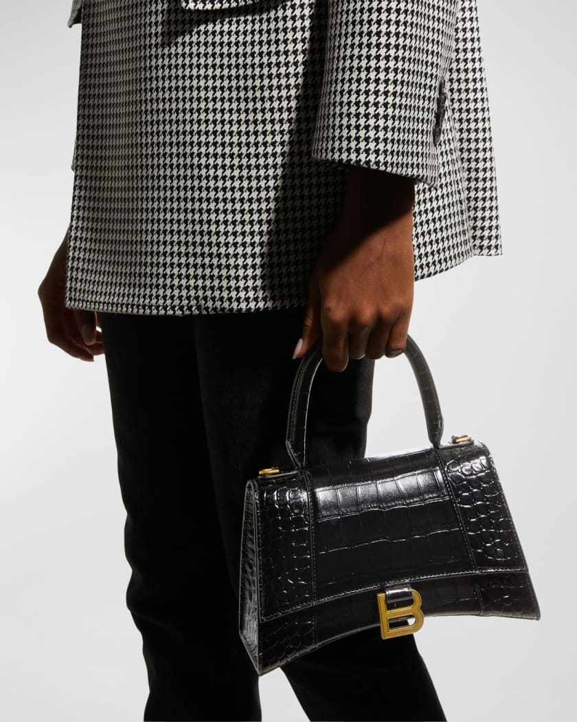Balenciaga Hourglass Small Croc-Embossed Bag | Neiman Marcus