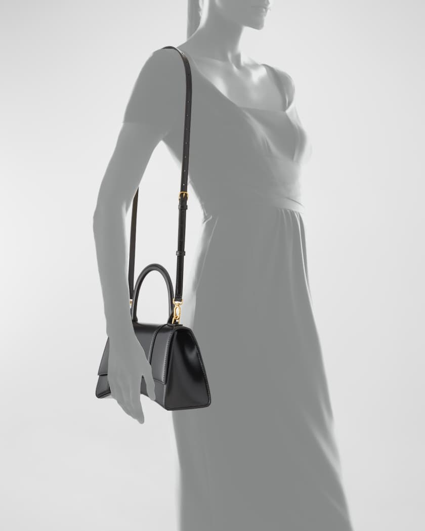 Balenciaga Black Hourglass Small Leather Top Handle Bag