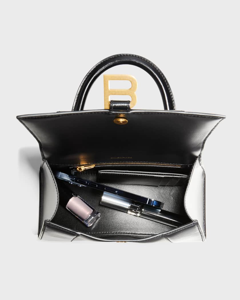 Balenciaga Black Hourglass Small Leather Top Handle Bag