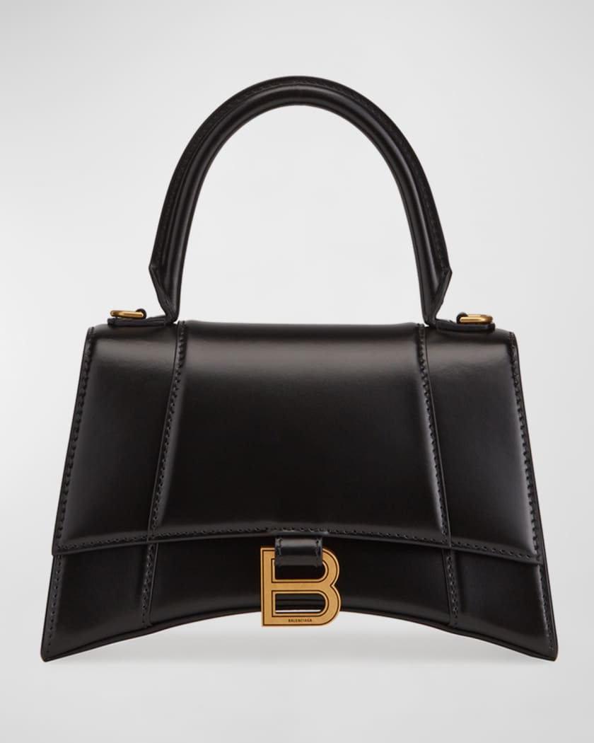 Balenciaga Hourglass Small Shiny Leather Top Handle Bag Neiman