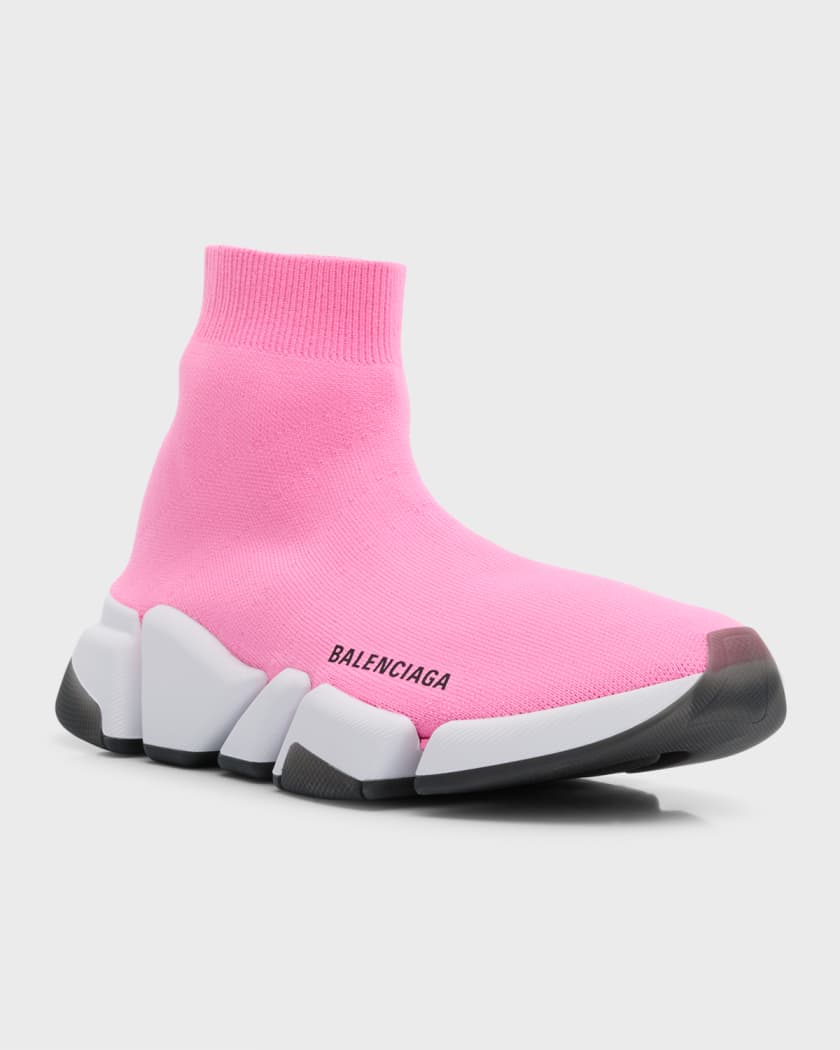 Balenciaga Speed 2.0 Sock Beige Black Logo High Top Pull Knit Trainer  Sneaker 42