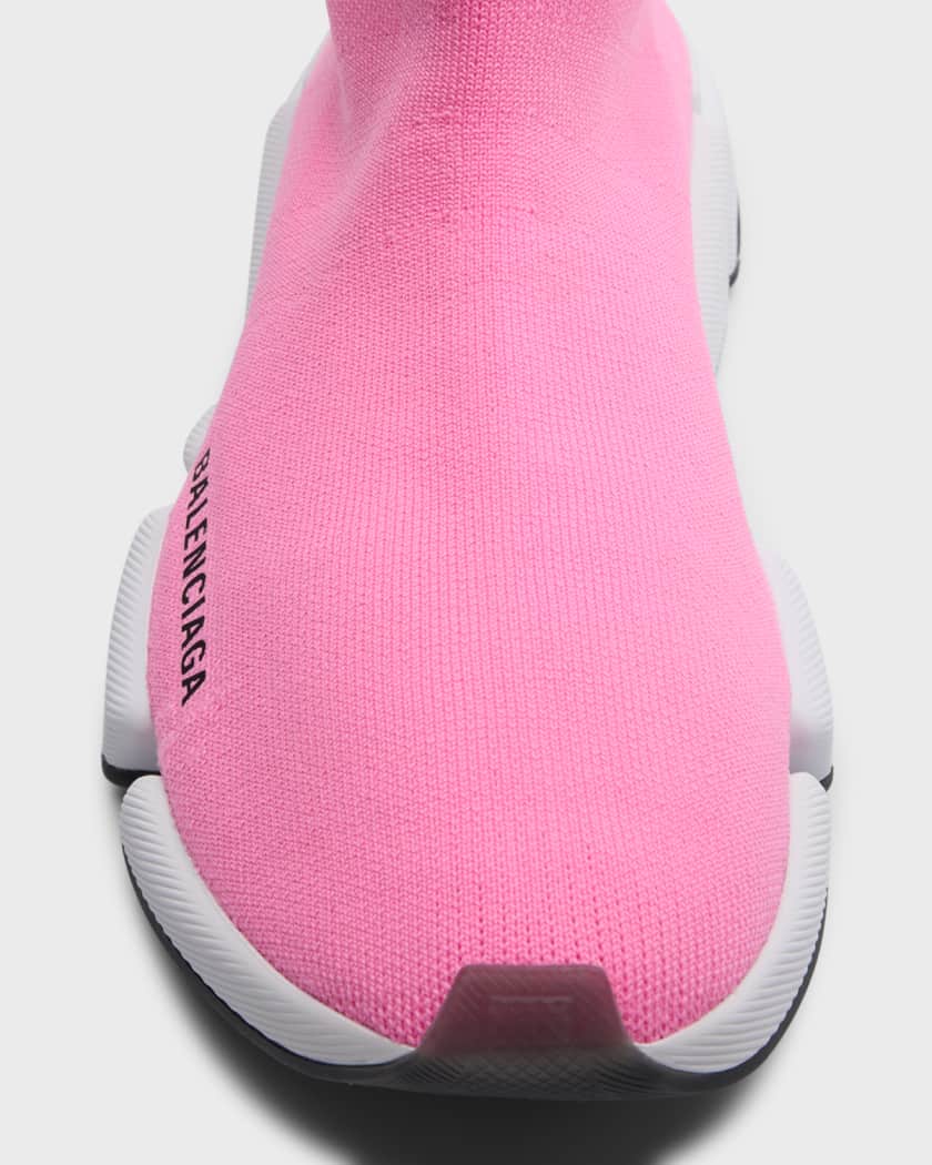 Balenciaga Speed 2.0 Sock Beige Black Logo High Top Pull Knit Trainer  Sneaker 42