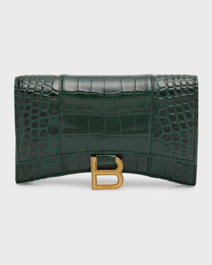 Ved en fejltagelse Gooey Mansion Balenciaga Hourglass Shiny Mock-Croc Chain Wallet | Neiman Marcus