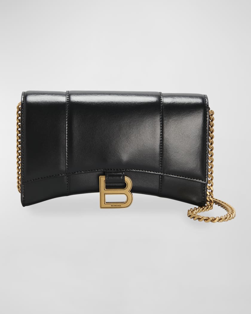 Balenciaga Hourglass White Leather Chain Wallet Bag New