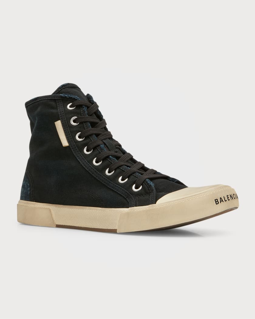 Balenciaga Men's High-Top Distressed Canvas Neiman Marcus