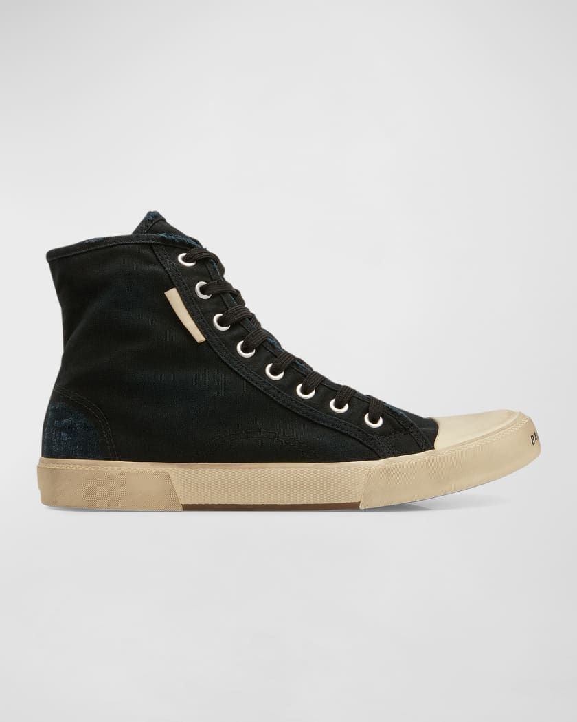 Men s Paris High Top Distressed Canvas Sneakers