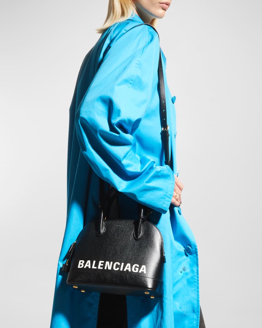 Balenciaga Ville Small Logo Calfskin Top-Handle Bag | Neiman Marcus