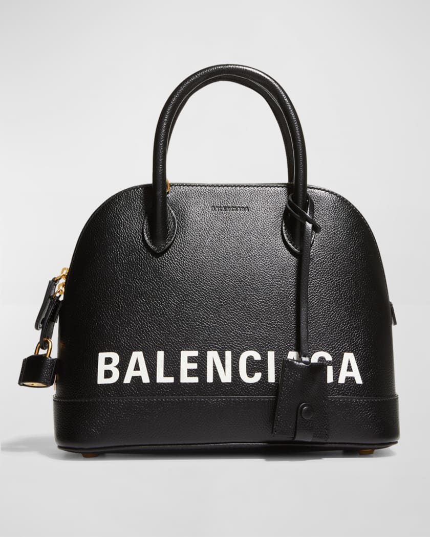 Balenciaga Small Logo Ville Top Handle Bag in White & Fluo Pink