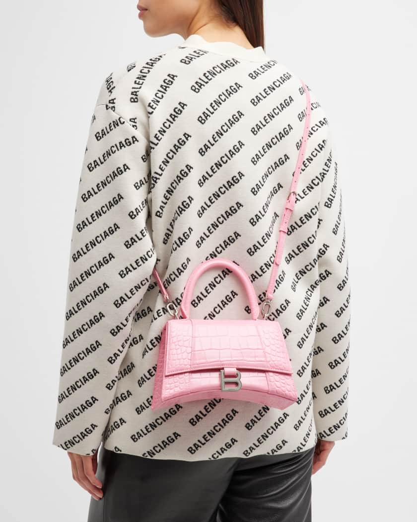 Balenciaga Pink Croc Embossed XS Hourglass Bag
