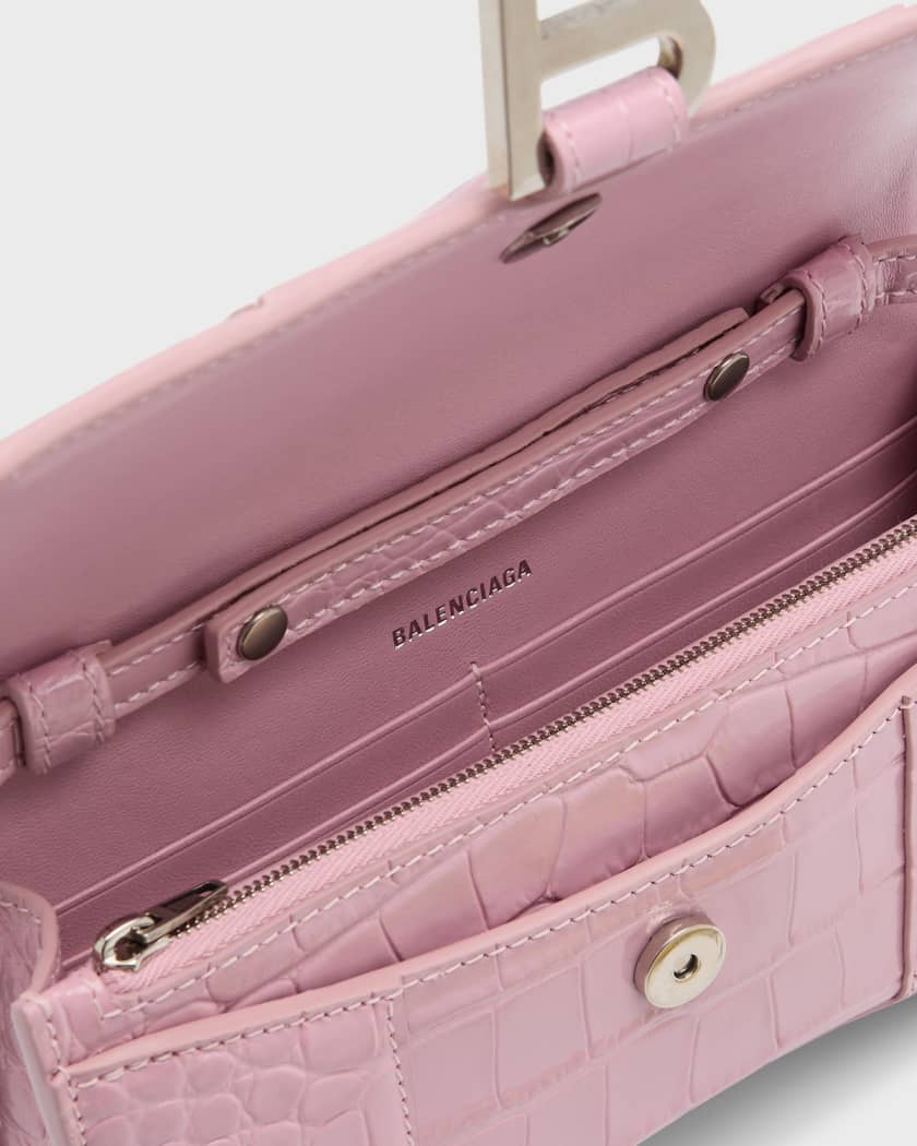 Balenciaga Hourglass Mock Croc Leather Mini Bag - Pink