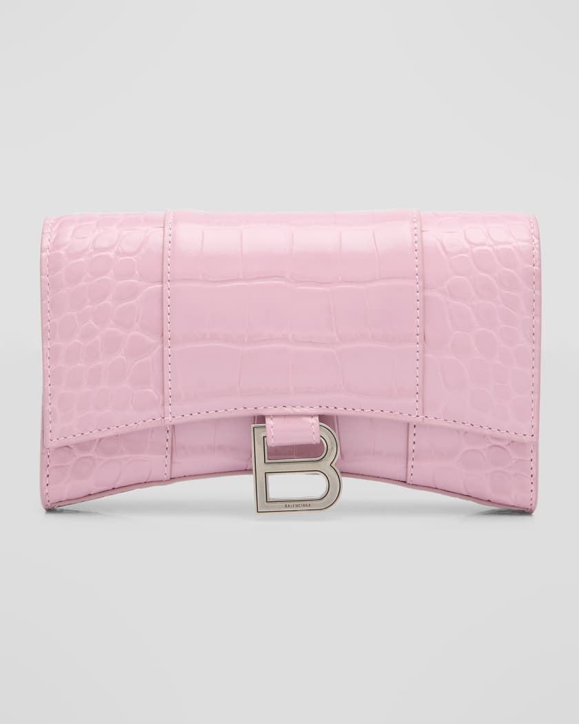 Hourglass crocodile crossbody bag Balenciaga Pink in Crocodile