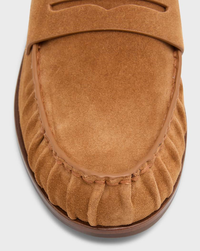 Peny Bag in Brown Suede Leather Shoulder Leather Banana Bag 