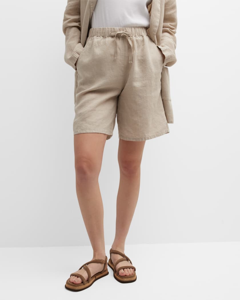 Eileen Fisher Organic Linen Mid Thigh Shorts