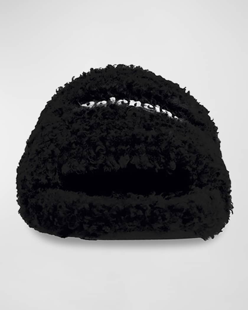 imperium indlogering At håndtere Balenciaga Furry Logo Flat Slippers | Neiman Marcus