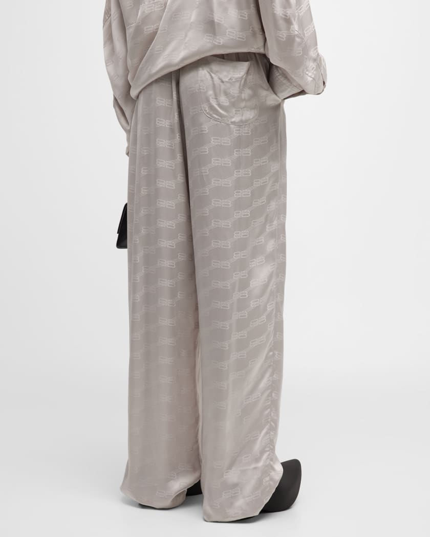 Balenciaga logo-print satin trousers - Neutrals