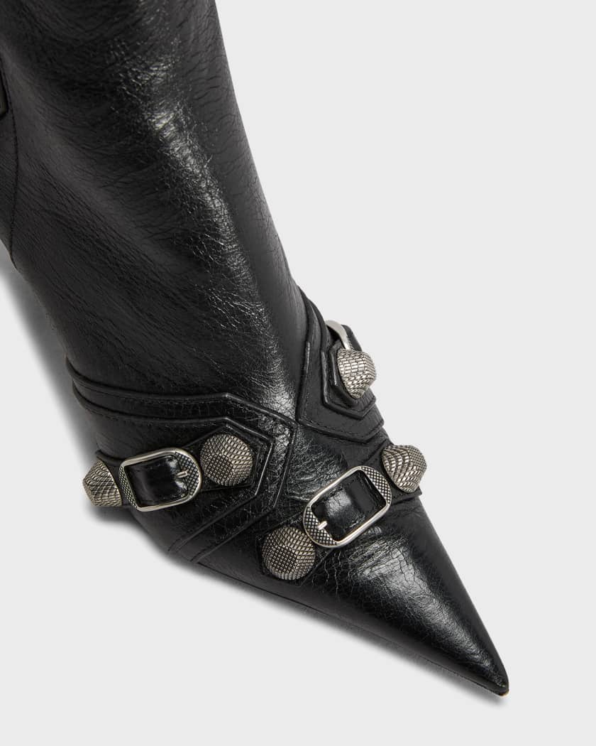 Balenciaga Cagole Lambskin Buckle Zip Knee Boots Neiman Marcus