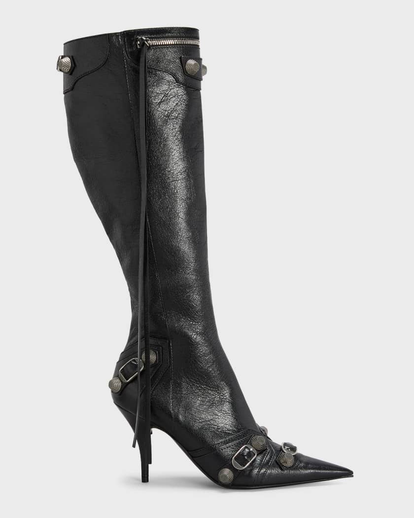 Balenciaga black leather buckle boots clearance