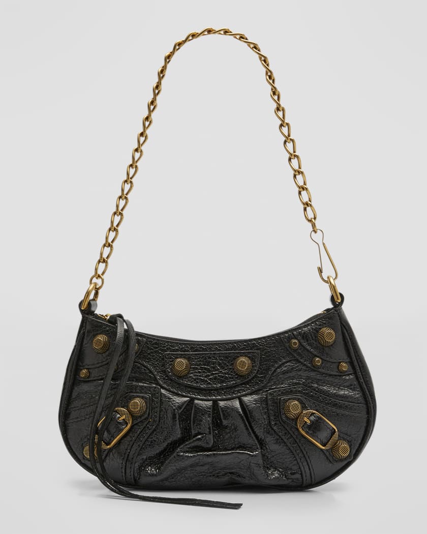 Vintage BALENCIAGA Black Leather Hand Bag Shoulder Bag Business Bag