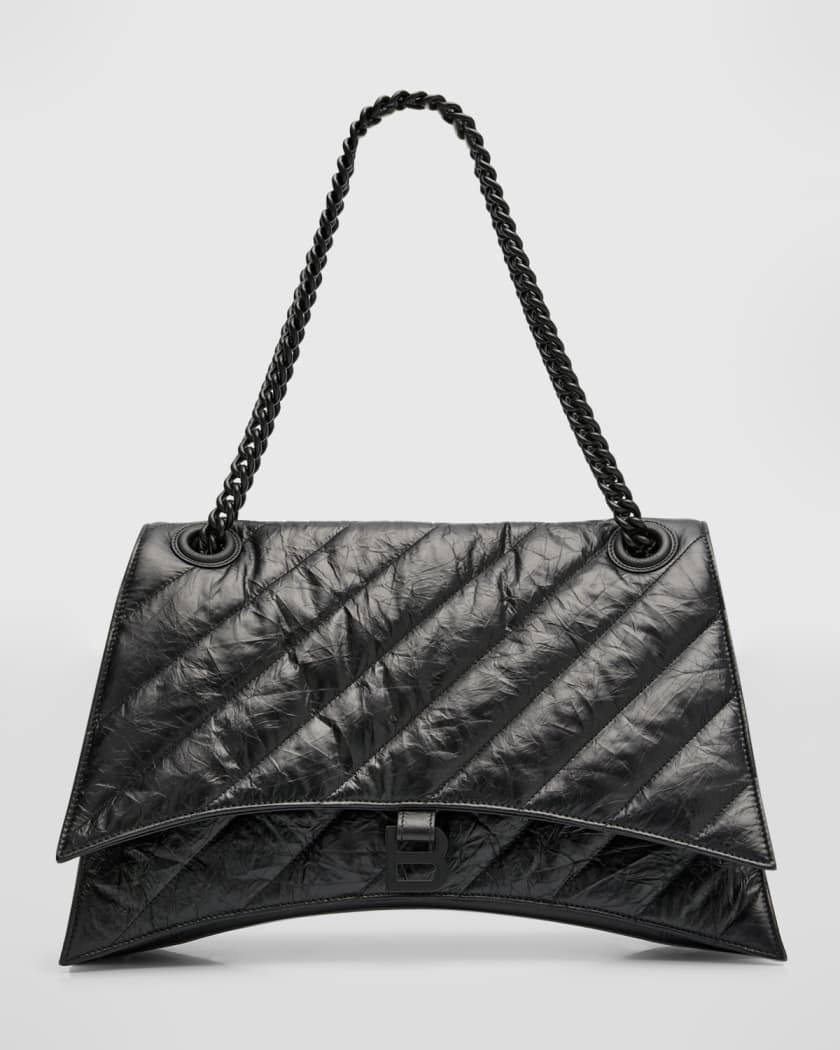 Balenciaga Crush Large Crinkled Leather Chain Shoulder Bag