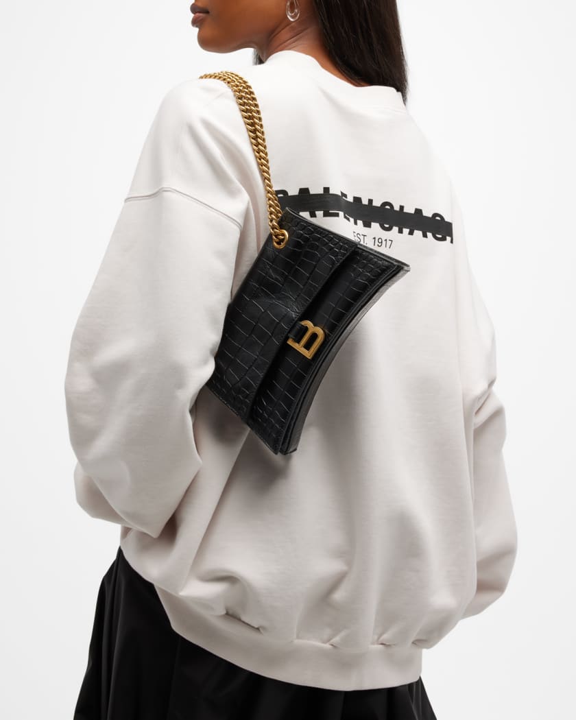 Crush Croc Embossed Small Shoulder Bag