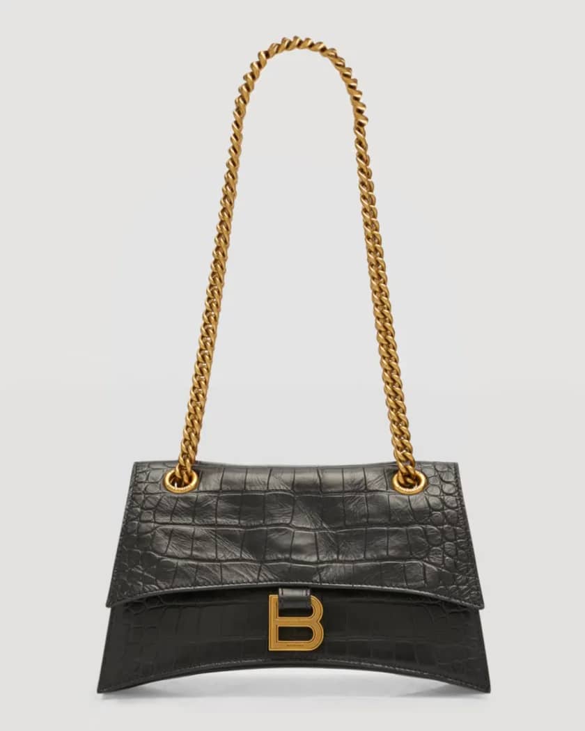 Crush Croc-Embossed Small Shoulder Bag