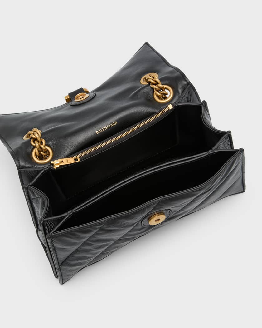 Balenciaga Small Crush Chain-Strap Shoulder Bag - Black