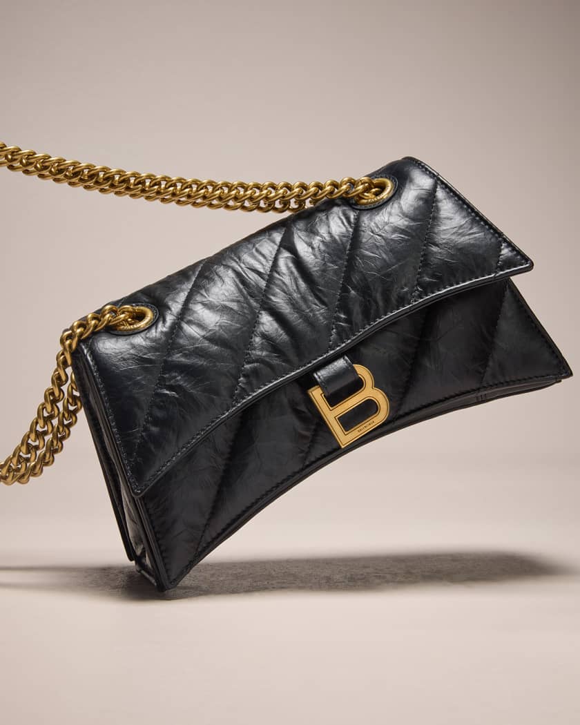 Balenciaga Clutch Crush Large Quilted Black in Leather with Gold-tone - US