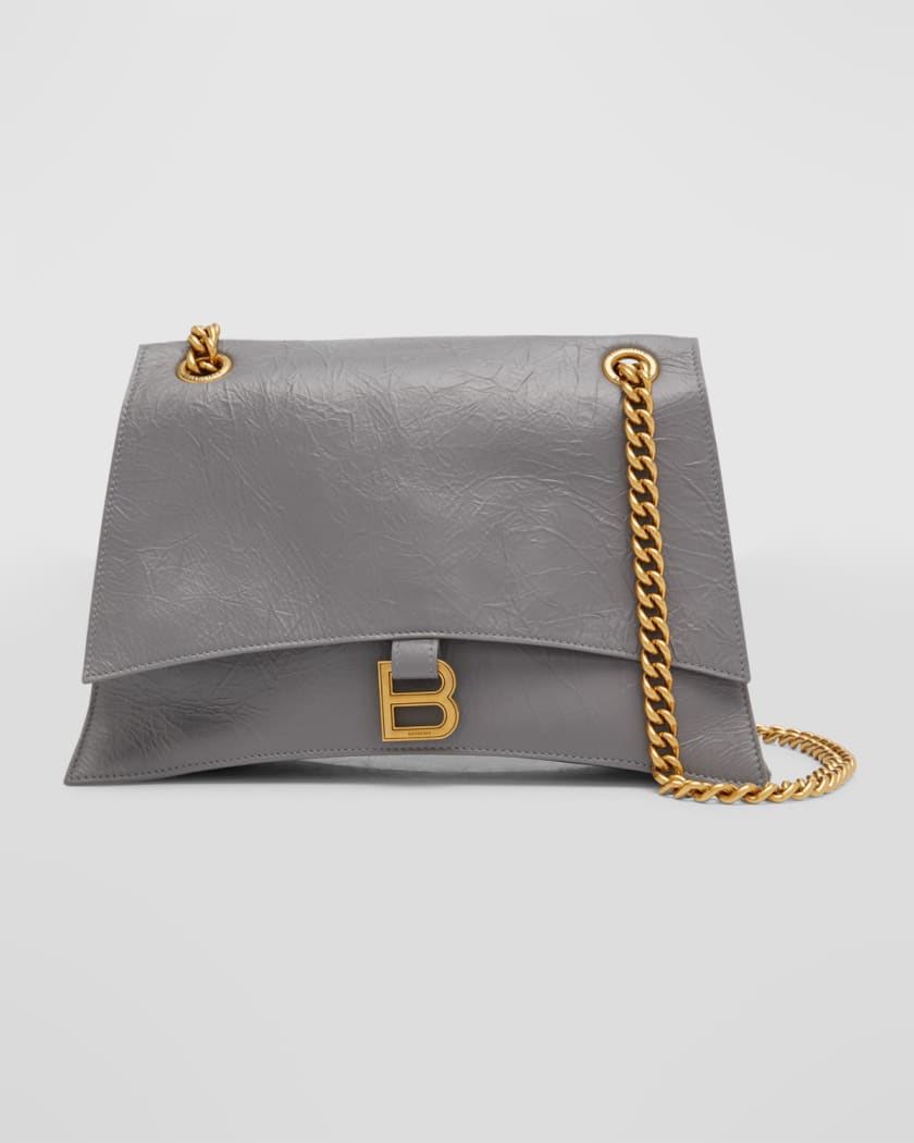 BALENCIAGA: Crush bag in crocodile print leather with charm