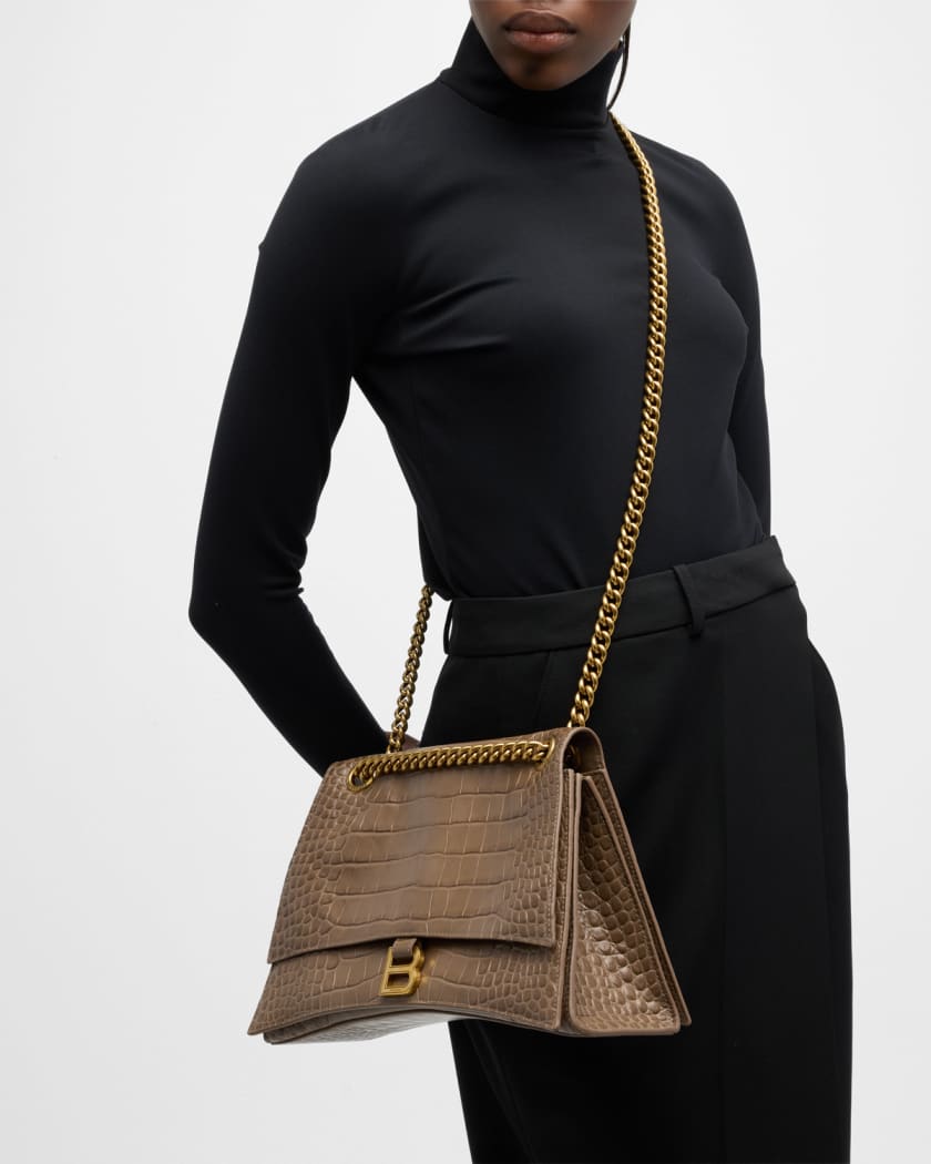 Crush Medium Chain Bag Crocodile Embossed