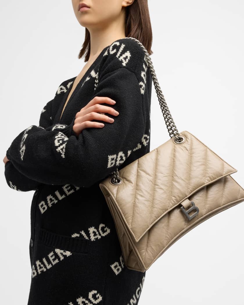 Balenciaga Crush Medium Chain Quilted Bag Black