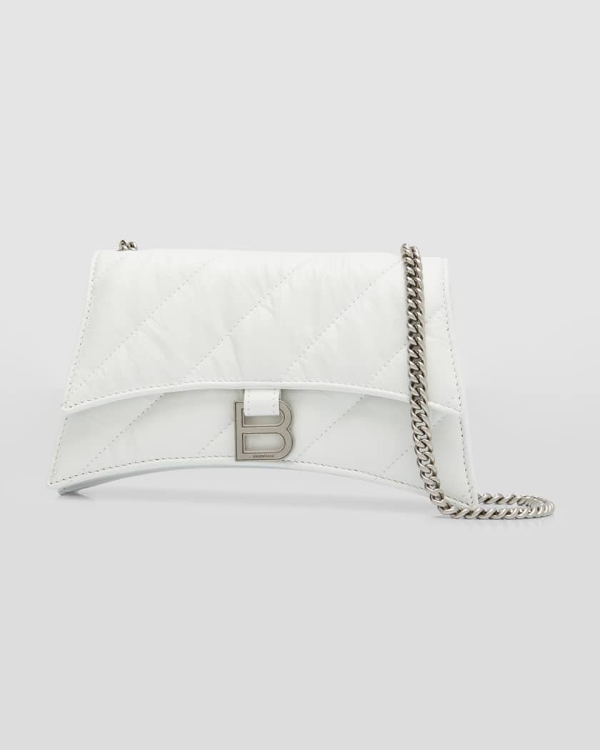Crush Mini Quilted Leather Wallet On Chain in White - Balenciaga