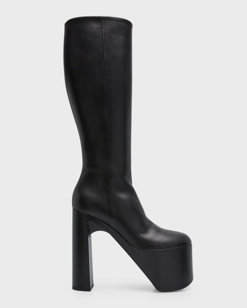 BLACK LEATHER 2.0 STILETTO HIGH-RIZE THIGH BOOTS