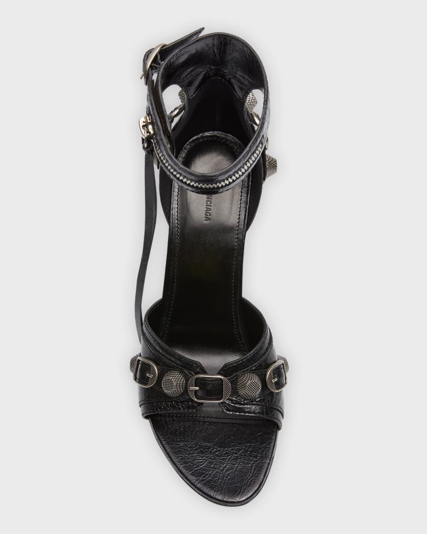 Balenciaga Cagole Lambskin Ankle Cuff Stiletto Sandals Neiman Marcus