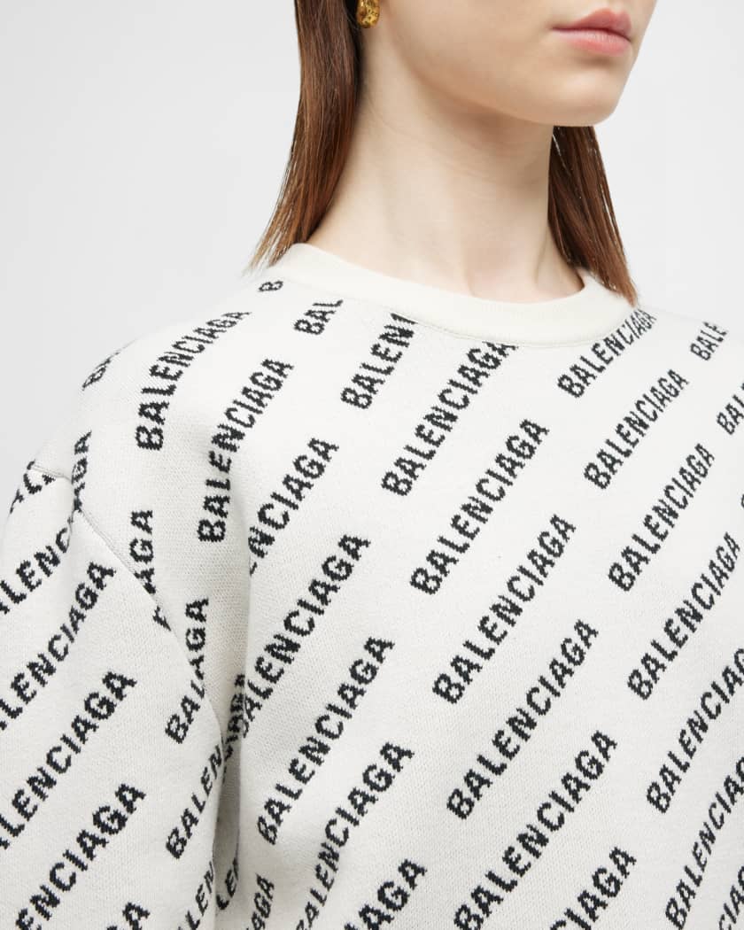 jeg er træt Ønske indbildskhed Balenciaga Allover Logo Crewneck Sweater | Neiman Marcus