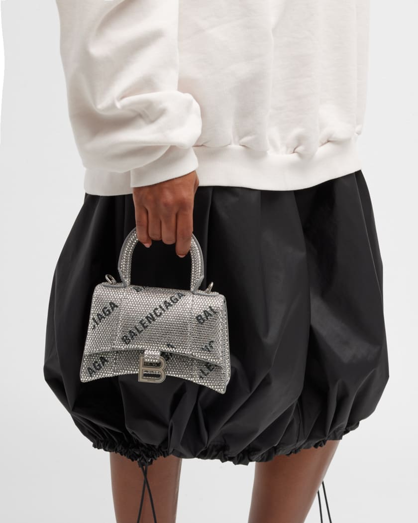Balenciaga Hourglass XS Logo Embellished Top-Handle Bag