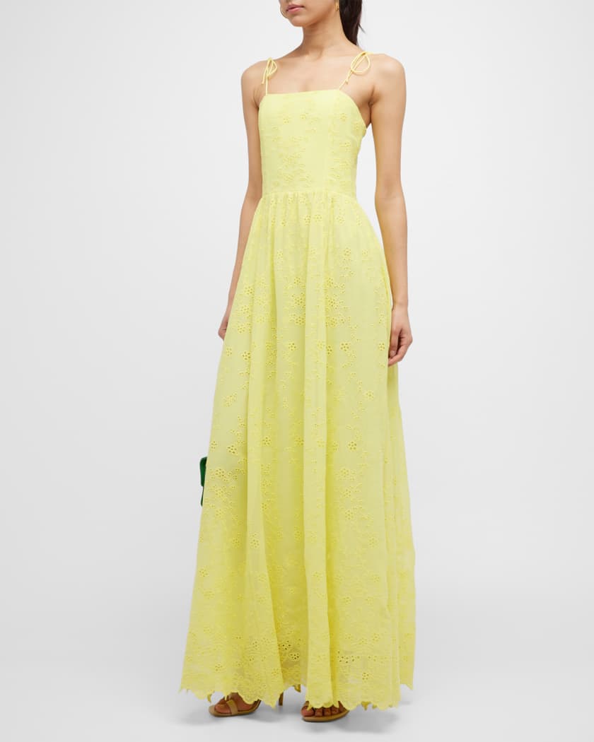 Juniper Tie-Strap Eyelet Maxi Dress