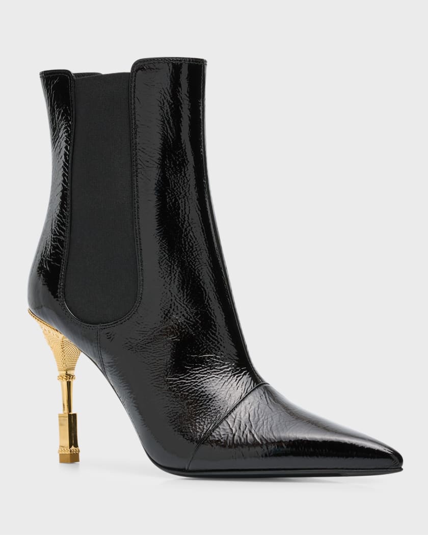 Balmain Moneta Patent Ankle Bootie Neiman Marcus