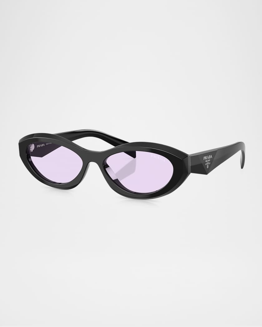 PR 26ZS Beveled Acetate & Plastic Oval Sunglasses 