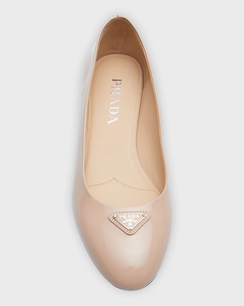 Patent Calfskin Logo Ballerina Flats