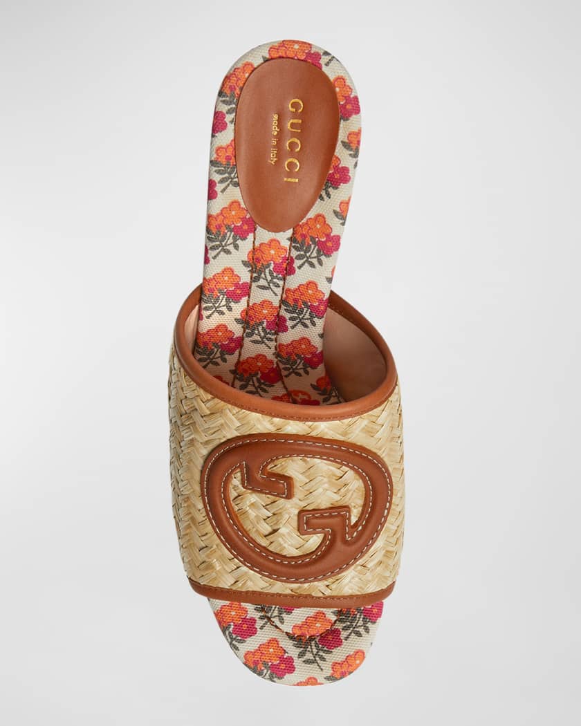 Gucci raffia slides shop