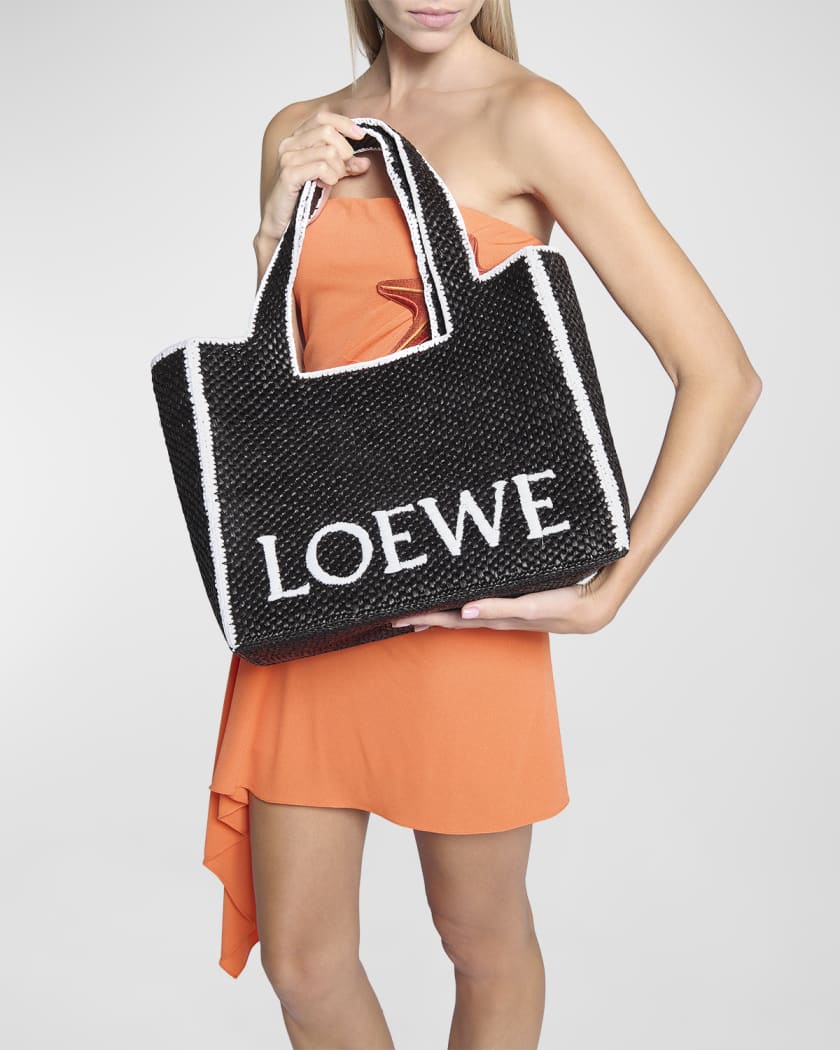 x Paula’s Ibiza Font Logo Large Tote Bag in Raffia