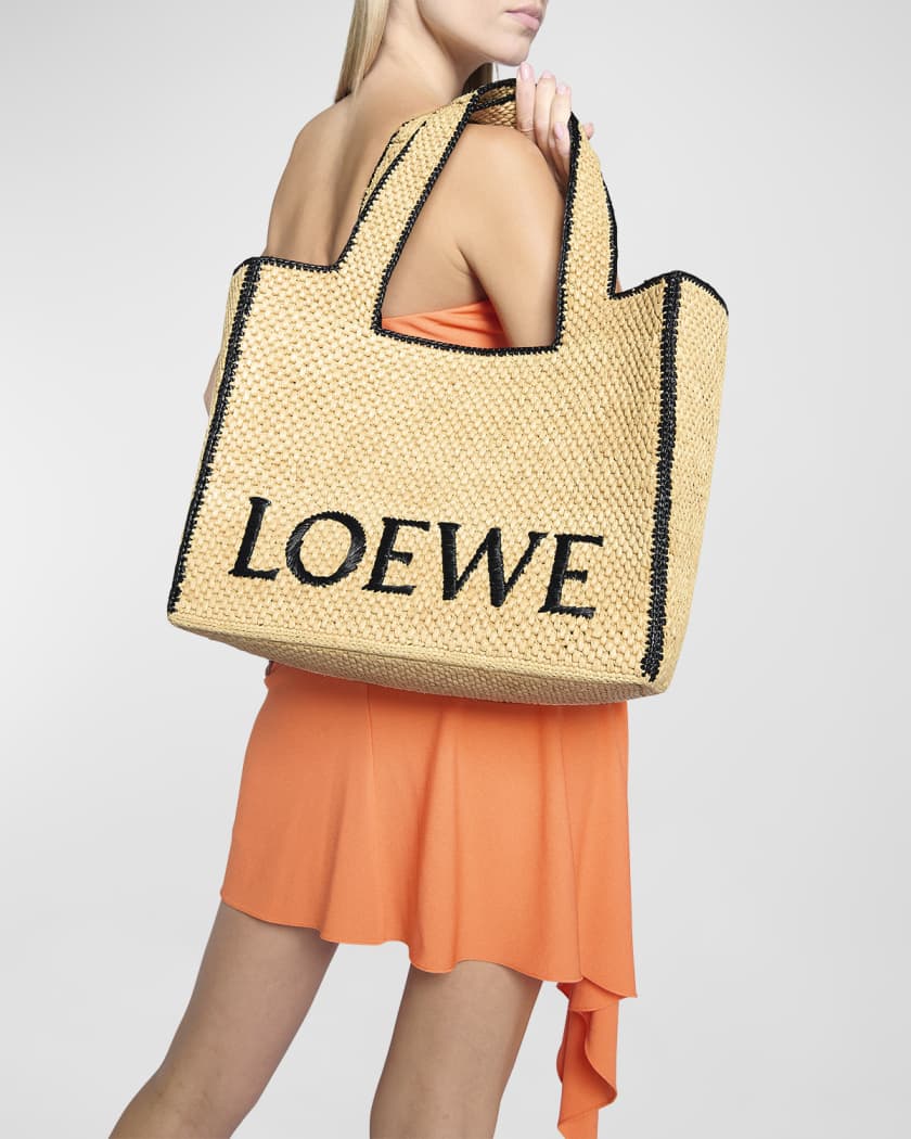 Loewe x Paula's Ibiza Large Bicolor Raffia Tote Bag