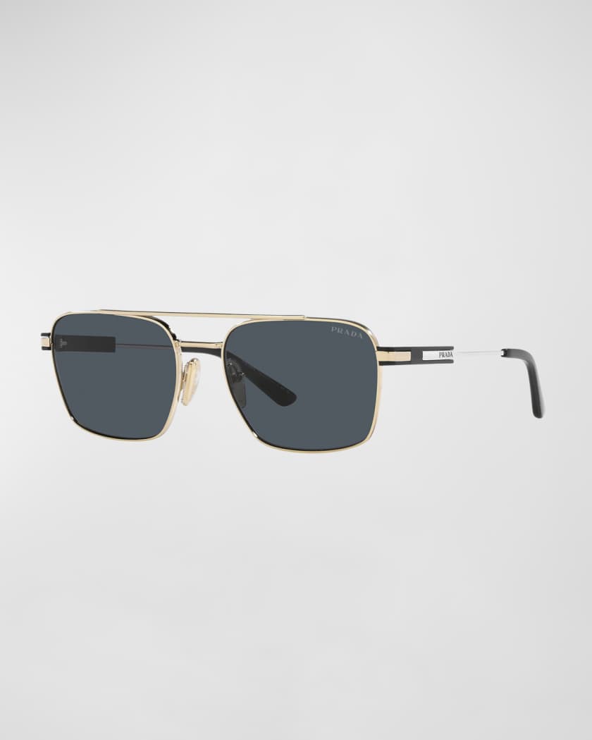 Prada Men's Double-Bridge Square Polarized Sunglasses | Neiman Marcus
