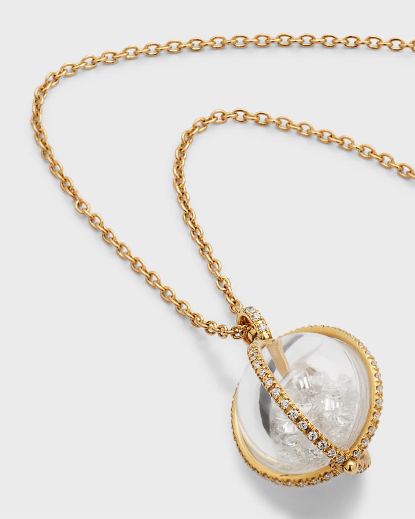 18K Yellow Gold Kaleidoscope Shaker Pendant Necklace with Diamond Pave