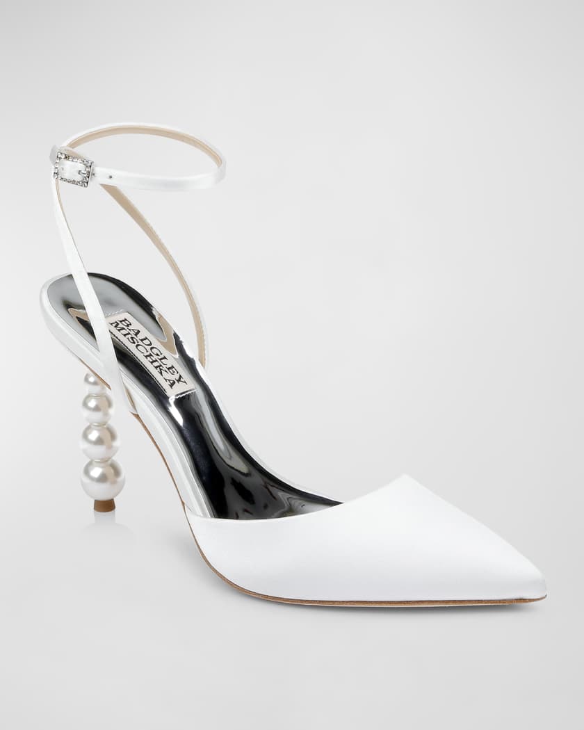 Indie Satin Ankle-Strap Cocktail Pumps