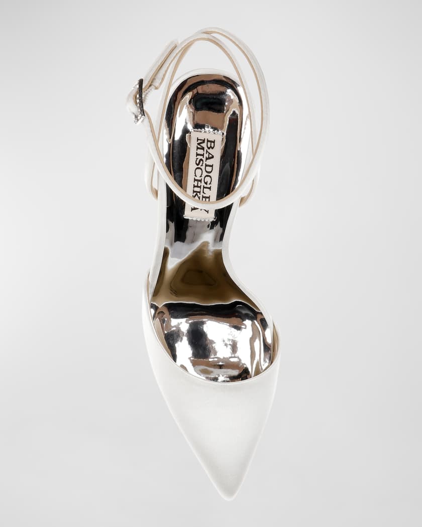 Indie Satin Ankle-Strap Cocktail Pumps