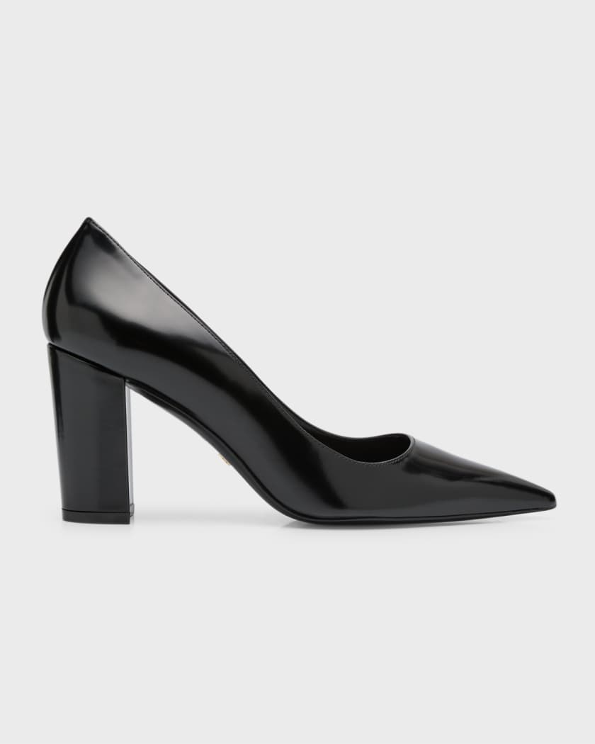 Stuart Leather Block Heel Pumps