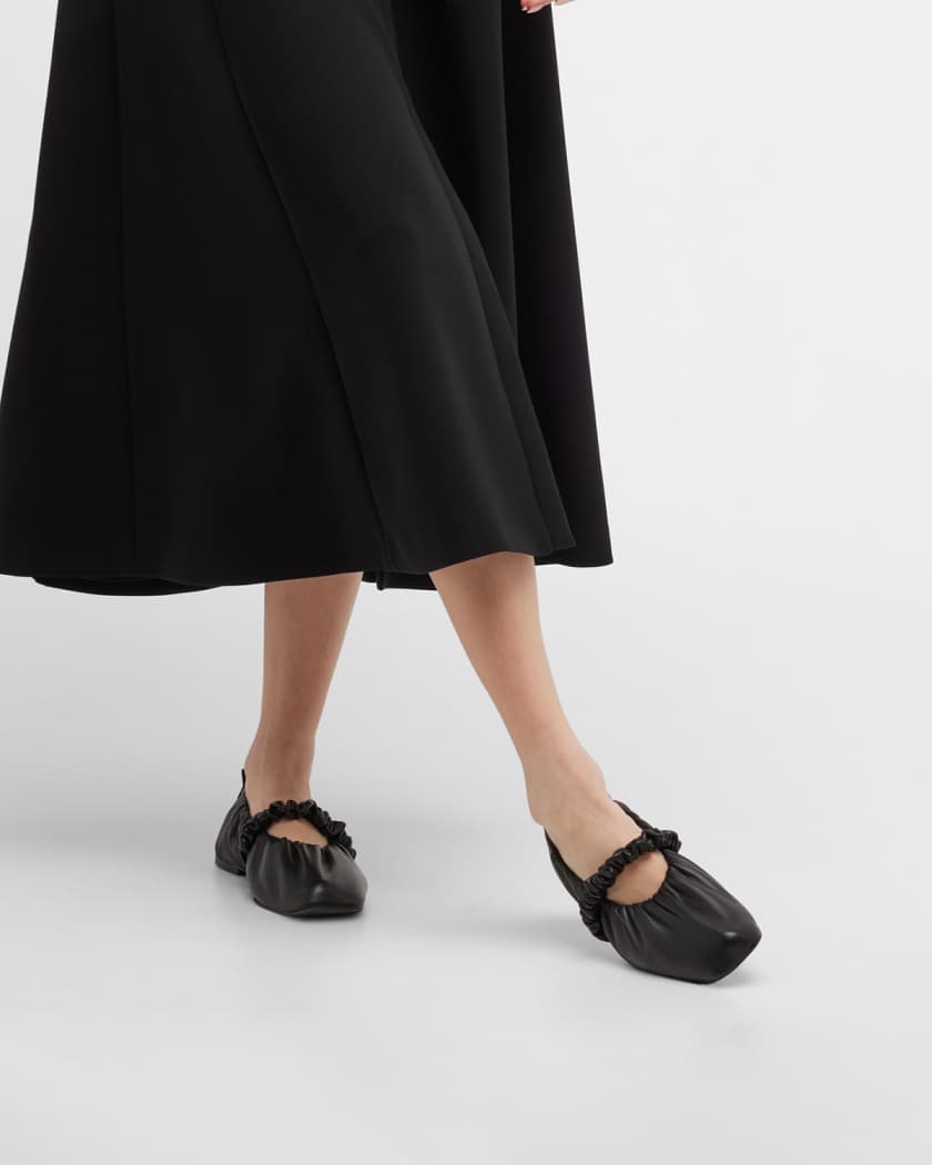 Ganni Soft Leather Mary Jane Ballerina Flats