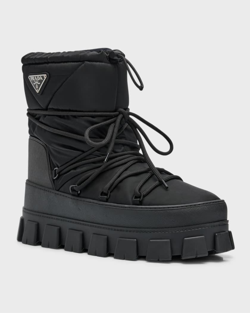 Prada Nylon Gabardine Après Ski Booties, Men, Black, Size 43/44